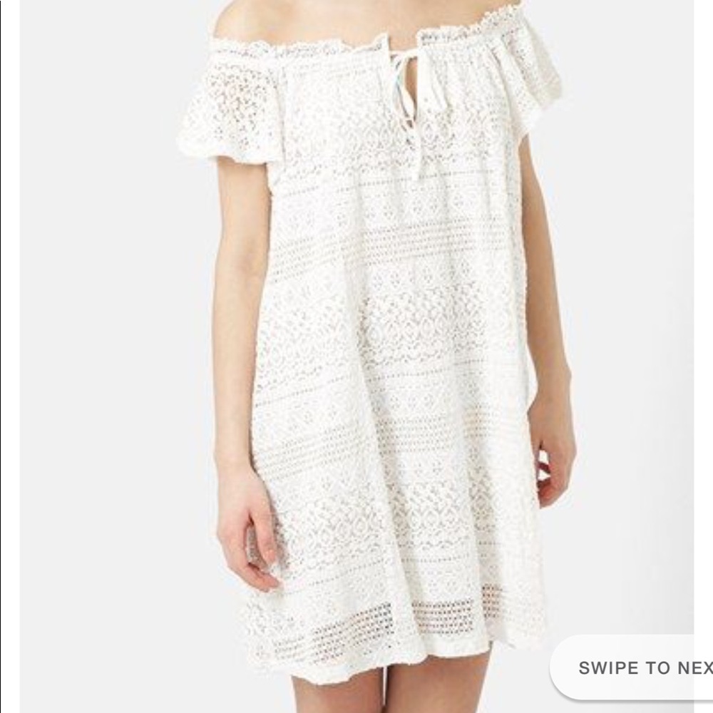 Topshop White Lace Off the Shoulder Dress